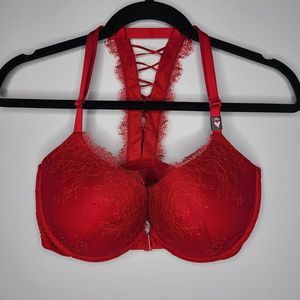 Victoria's Secret Bra Very Sexy Pushup Front Closure Lace Racerback Red 38D NWT